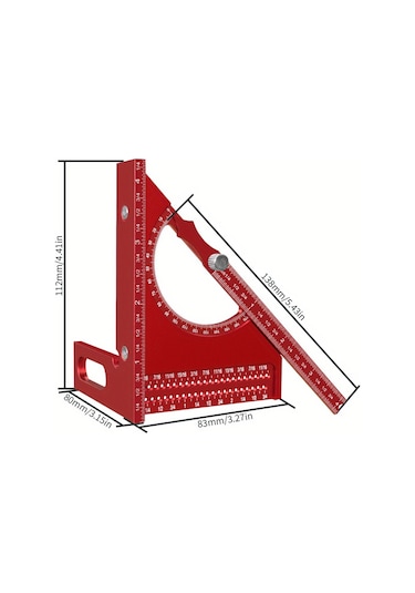 Yifomall Alüminyum Ahşapçı Açı Çizici - 0-180 Derece Hızlı İşaretleme, 3d Ayarlanabilir, İngiliz Sistemi, Gri