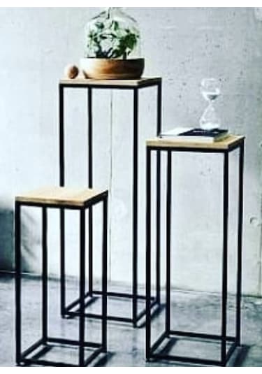 Çiçeklik Zlf Dekoratif Kule Model Metal Transmisyon Çelik Siyah S