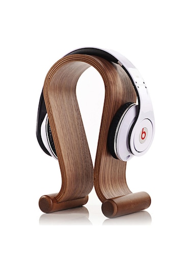 Teltree Kara Ceviz Ahşap Kulaklık Tutucu - U Tipi Masaüstü Gösterim Aracı - Kulaklık Rafı Ve Asma Tabanı