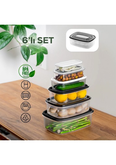 Porsima 1171 6'lı Çok Amaçlı Saklama Kabı Erzak Saklama Kabı Seti