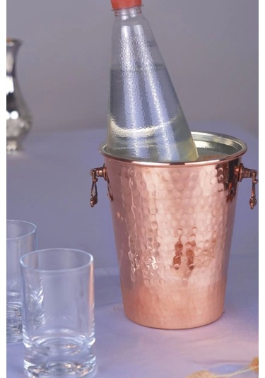 Bakır Buz Kovası Çekiç Dövmeli Bakır Renk