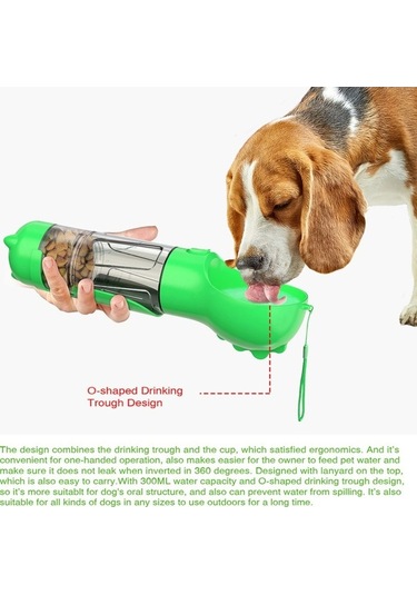 Pazly Yürüyüş Köpek Su Şişesi, Taşınabilir Evcil Hayvan Seyahat Seti, 300ml, Multifonksiyonel Su Bardağı, Yiyecek Kutusu, Kaka Küreği