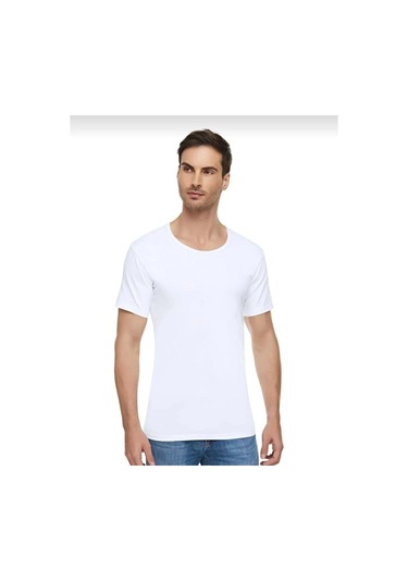 Berrak 1002 Erkek Kısa Kol Bisiklet Yaka Atlet 3 Adet Beyaz