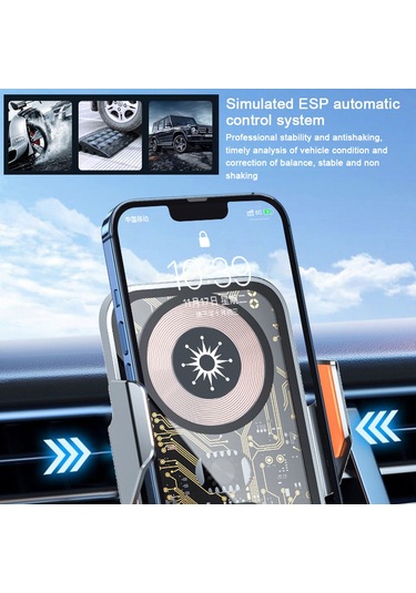 Yunboo Otomatik Algılama Noktalı Araç Telefon Tutucu - 15w Kablosuz Şarj Cihazı Lacivert Lacivert