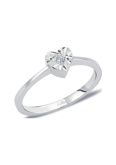 Lova 0,50 Karat Efektli Pırlanta Kalp Tektaş Yüzük - 1020431