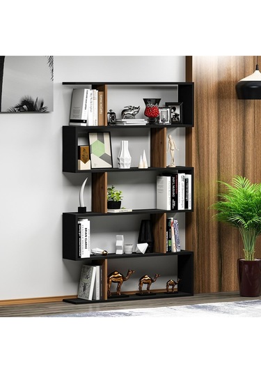 Core Kitaplık - Siyah / Ceviz