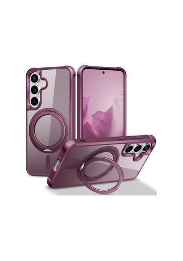 Samsung Galaxy S25 / S24 Kılıfı Magsafe Döndürülebilir Halka Ayaklı Tpu + Pc Telefon Kılıfı İle Uyumlu Kırmızı