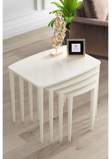 Canisa Concept Anka Serisi Mdf 4'lü Zigon Sehpa Takımı Bej