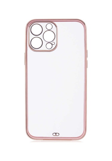 iPhone Uyumlu 12 Pro Max Kılıf Köşeli Gold Şeffaf Kapak