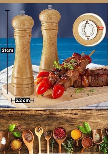 Ahşap Baharat Tuz Öğütücü Değirmen Tuzluk Baharatlık 1 Adet
