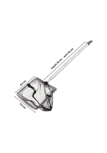Dikdörtgen Teleskop Akvaryum Balık Kepçesi 6.5 x 7.5 CM - 15-45 CM Sap