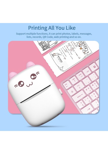 C9 Mürekkepsiz Yazıcı Taşınabilir Termal Fotoğraf Yazıcısı Kompakt Cep Öğrenci Mini Etiket Yazıcısı - Pembe