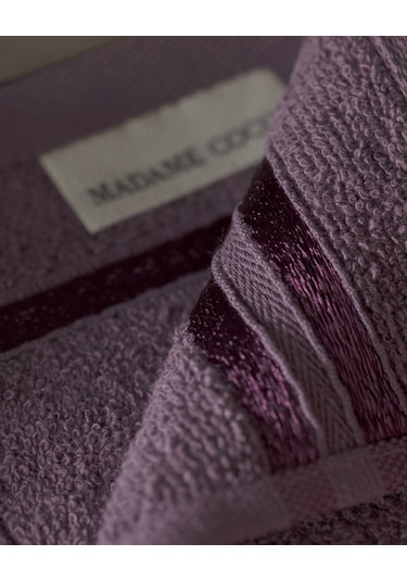 Madame Coco Maynor Bordürü Floşlu 2'li %100 Pamuk El Havlusu - Mürdüm 8684427114407 MÜRDÜM