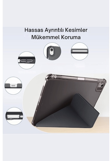 İpad 11. Nesil A16 2025 Uyumlu 10.9 İnç Kalem Bölmeli Standlı Fuchsia Tri Folding Tablet Kılıfı Tablet Kılıfı