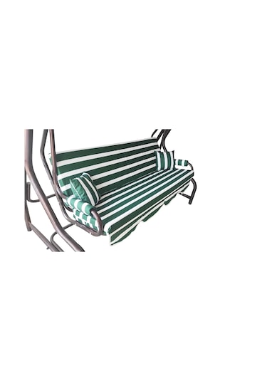 Viphomeconceptltd 3 Kişilik Süngerli Bahçe Salıncak Minderi Kılıfı Yeşil Krem Yeşil