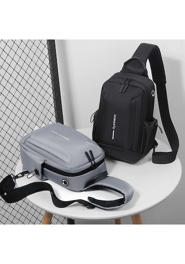 Sones Oumantu 905 Büyük Kapasiteli Su Geçirmez Çizilmeye Dayanıklı Göğüs Çantası Erkek Spor Postacı Çantası Siyah