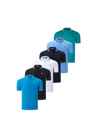 Altılı Set T8594 Dewberry Erkek T-shırt-siyah-beyaz-lacivert-koyu Mavi-yeşil-açık Mavi Siyah-beyaz-lacivert-koyu Mavi-yeşil-açık Mavi