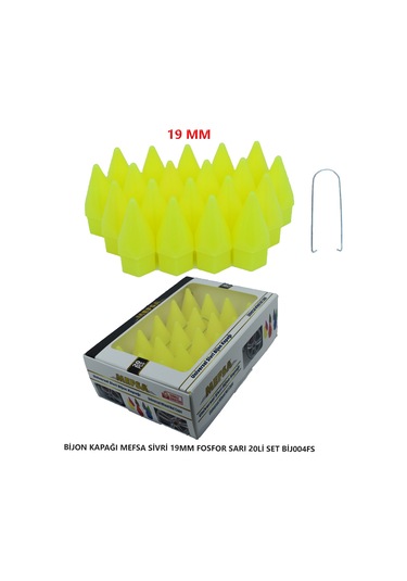 Bijon Kapağı Sivri 19 Mm Fosfor Sarı 20 Li Set