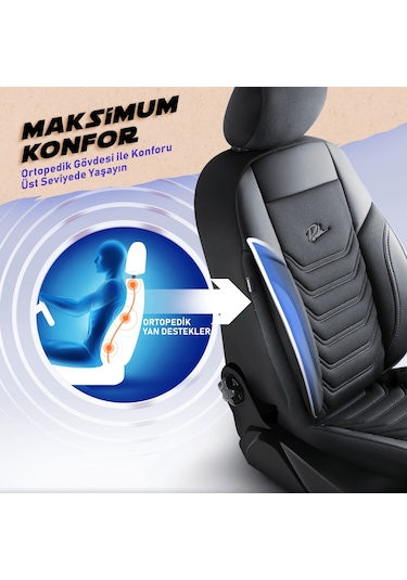 Panda Florida Serisi Pike Kumaş Oto Koltuk Kılıfı Siyah - Gri