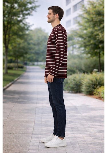 Alexander Gardi Alexandergardı Çizgili Sweatshirt E22-73201 Bordo