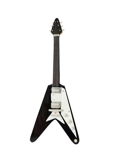 El Yapımı 1/4 Ölçek Minyatür Elektro Gitar Gibson Flying V Black
