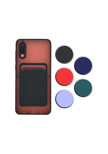 FitCase Samsung Galaxy Uyumlu A02 Kılıf Cardy Kartlık Cepli Mat Kapak