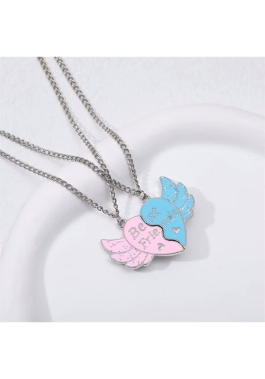 2 Adet Mıknatıslı Melek Kanadı Renkli Best Friends Çift Kolye Ark Çok REnkli