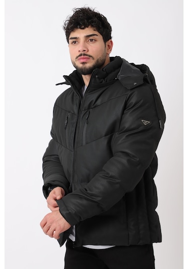 Çift Göğüs Fermuarlı Karbon Deri Şişme Mont Pldp 2986 50406 001