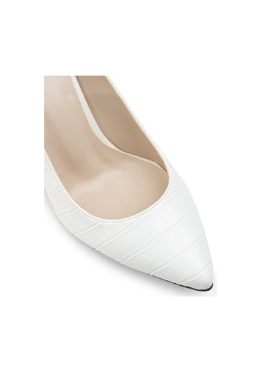 Deery Beyaz Kroko Kadın Stiletto Beyaz