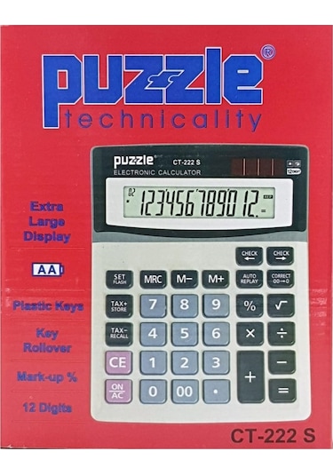 Puzzle CT-222 S 12 Haneli Hesap Makinesi
