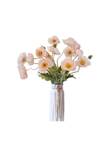 Yapay Çiçek Gelincik Çiçeği Yavruağzı Renk 3 Çiçek 1 Tomurcuk 59cm