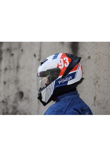 Twister 93 Beyaz-mavi-turuncu Kask C2 Beyaz