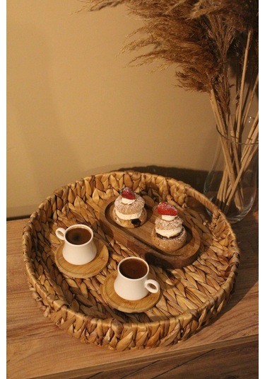 Hasır Su Sümbülü Yuvarlak Tepsi Geniş Organizer Düzenleyici Diğer