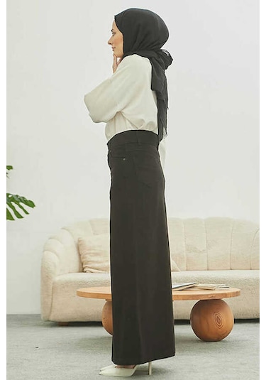 Neways 2254- Klasik Gabardin Etek Siyah Siyah
