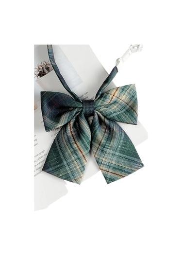 Koyu Yeşil Ekose Kadın Papyon Yeşil