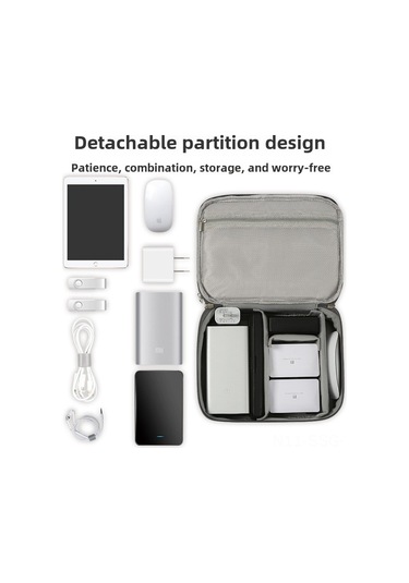 Springsun Dijital Aksesuarları Düzenle: Gri Tek Katlı Seyahat Taşıma Çantası, Oxford Kumaş, Şarj Kablosu Ve Powerbank Saklama Kutusu 25.5 19.5 7.5 Cm