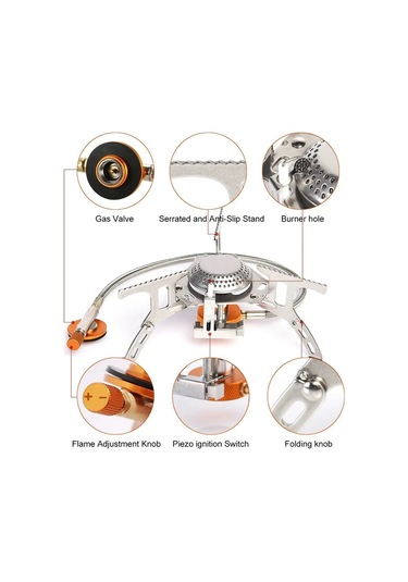 Zilinn Kamp Gaz Sobası Taşınabilir Katlanır Açık Sırt Çantası Soba Turist Ekipmanları Yemek Pişirmek İçin Yürüyüş Piknik 3500w Gümüş