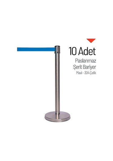 İleri Trafik  10'lu Paslanmaz Şerit Bariyer - 304 Çelik-3333 - Mavi Şerit