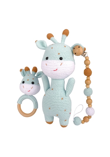 Amigurumi Zürafa Kapi Set - Mavi - Anatoya