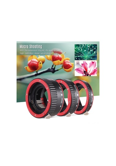 Youtek Andoer Otomatik Odaklama Makro Uzatma Halkası - Canon Ef/ef-s Uyumlu Kırmızı