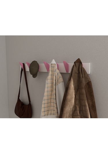 Hepsi3boyutlu Modern Duvar & Kapı Kanca Askılık - 7 Adet Pembe Kanca Askılık - Model No : 5 Pembe
