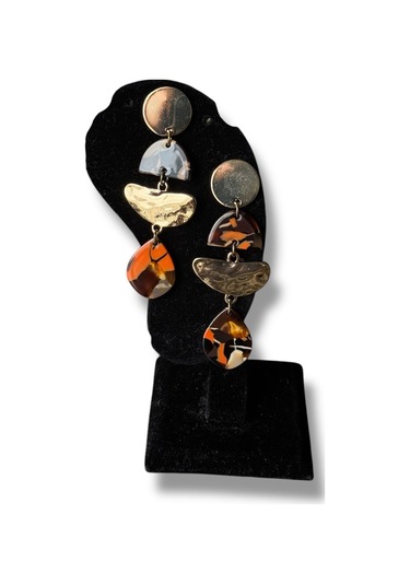 Yuvarlak Katlı Sallantılı Bijuteri Kolye Turuncu