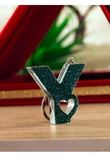 Harfli Anahtarlık Epoksi Kişiye Özel Yapım El Yapımı Harf Anahtarlık Kalp Model Özel Tasarım Hediyelik Ürün Kalp Desenli Simli Anahtarlık Bordo