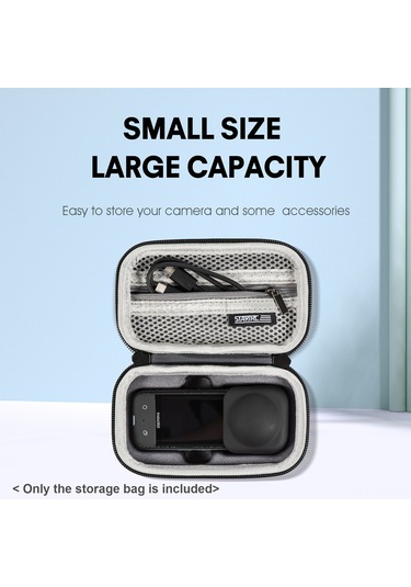 Maiyame Insta360 X3 İçin Siyah Pu Malzeme Kamera Çantası, El Kayışı Ve Dağcı Kanca İle Taşınabilir Depolama Çehresi St-1111347 Siyah