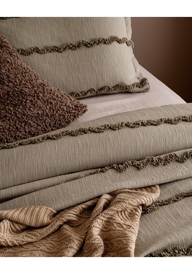 Madame Coco Rostrenen Tek Kişilik Pamuklu Yatak Örtüsü - Haki 8684427179895 Çok Renkli