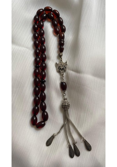 İlknur Doğal Taş Evi Kurt Püsküllü Ateş Kehribar Tesbih