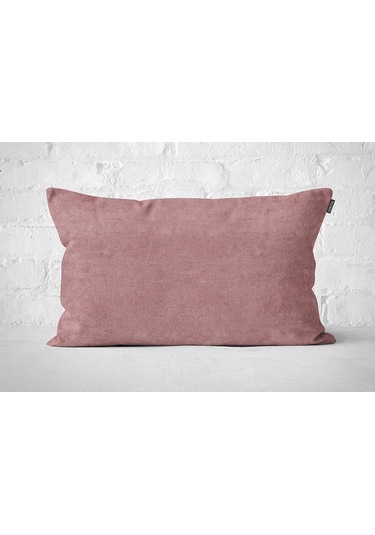 Tekli Kadife Dokulu Kırlent Kılıfı Pembe-2524 001