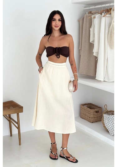 Beli Garnili Etek Ekru Ekru