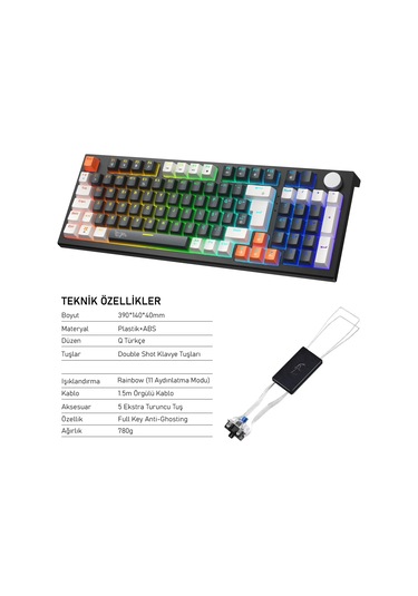 Rgb Kablolu Mekanik Oyuncu Klavyesi Mavi Switch Gasket Yapı Rgb Gaming Kablolu Klavye, Gaming Keyboard Rgb Gameagle Numpadli Full