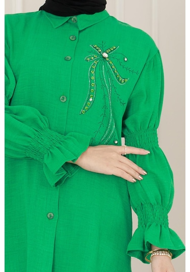 Önü Taşlı Kolu Lastikli İkili Takım-yeşil-5101 Yeşil